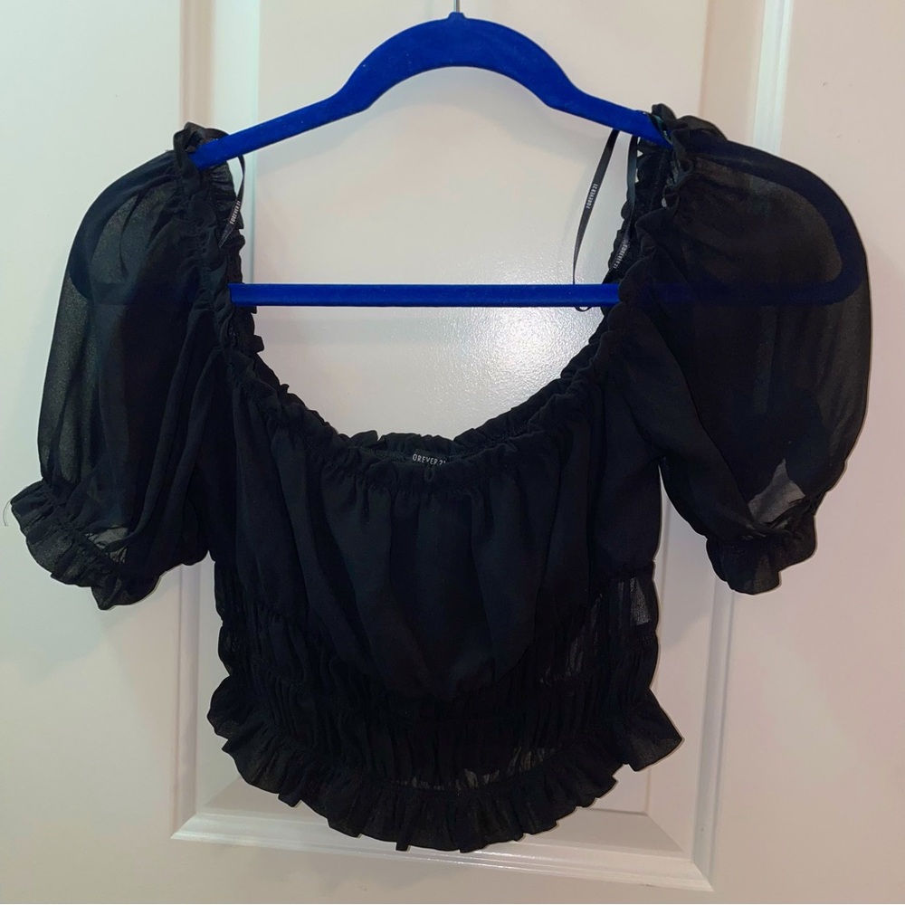 NWOT black sheer crop top